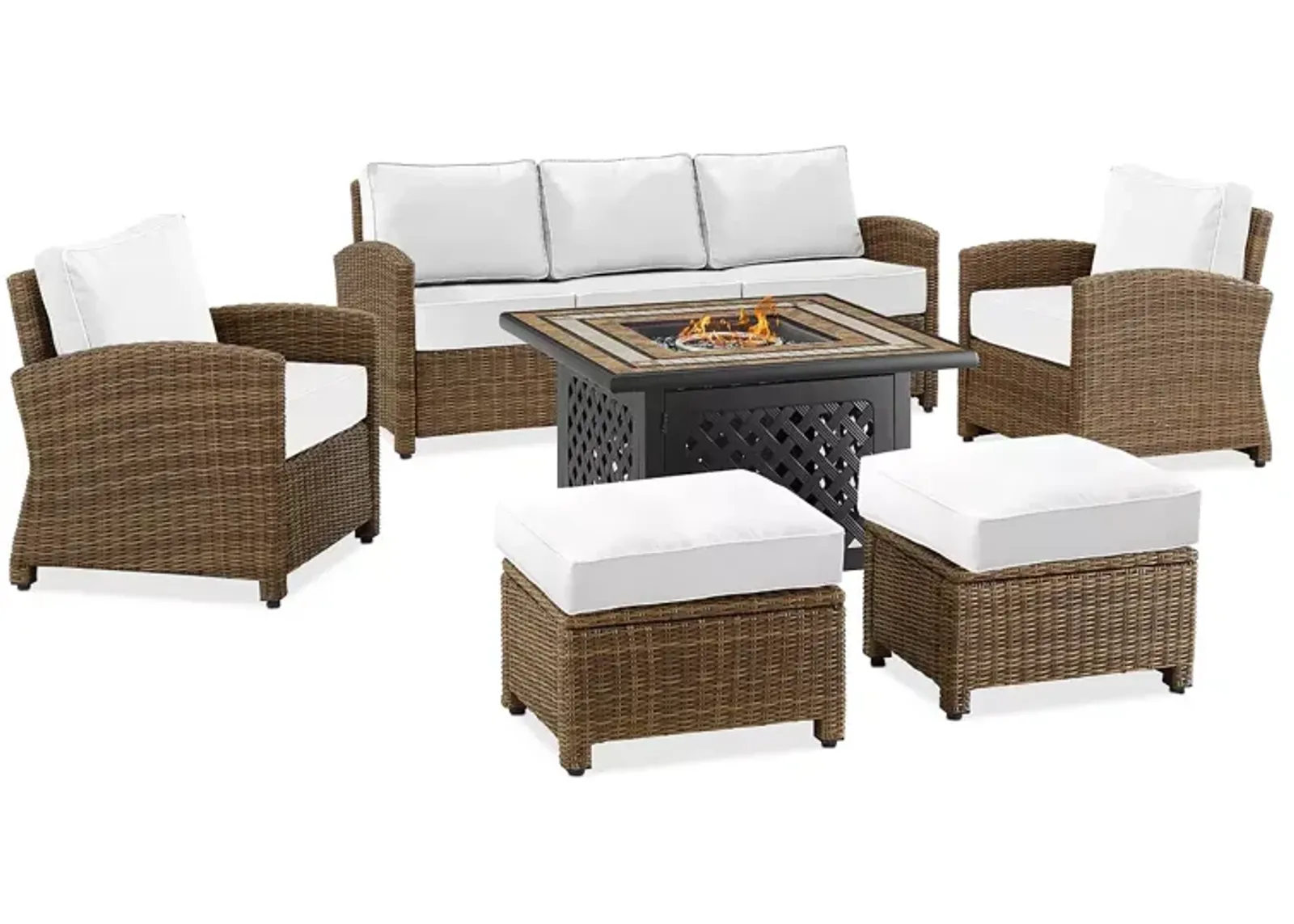 Sparrow & Wren Bradenton 6 Piece Outdoor Sofa Set with Fire Table