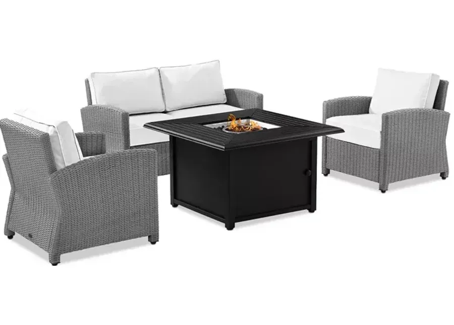 Sparrow & Wren Bradenton 4 Piece Outdoor Wicker Conversation Set with Fire Table