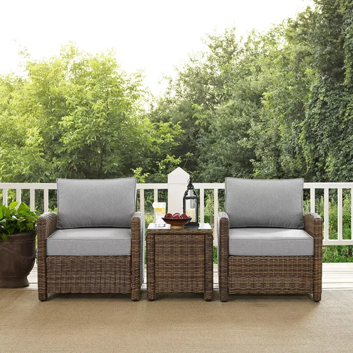 Sparrow & Wren Bradenton 3 Piece Outdoor Wicker Armchair Set