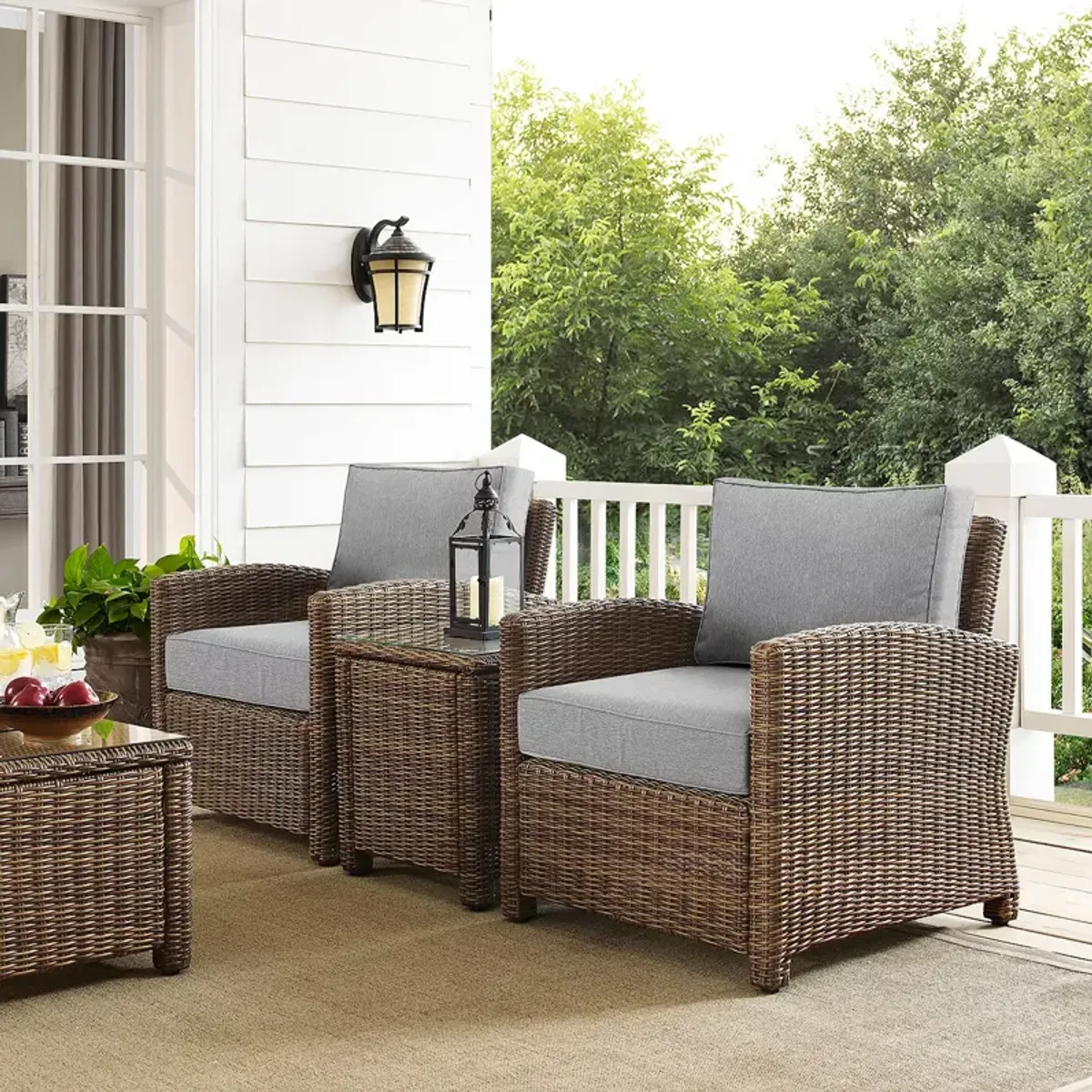 Sparrow & Wren Bradenton 3 Piece Outdoor Wicker Armchair Set