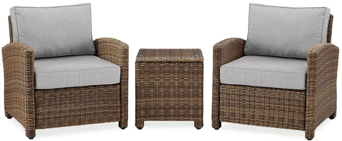 Sparrow & Wren Bradenton 3 Piece Outdoor Wicker Armchair Set