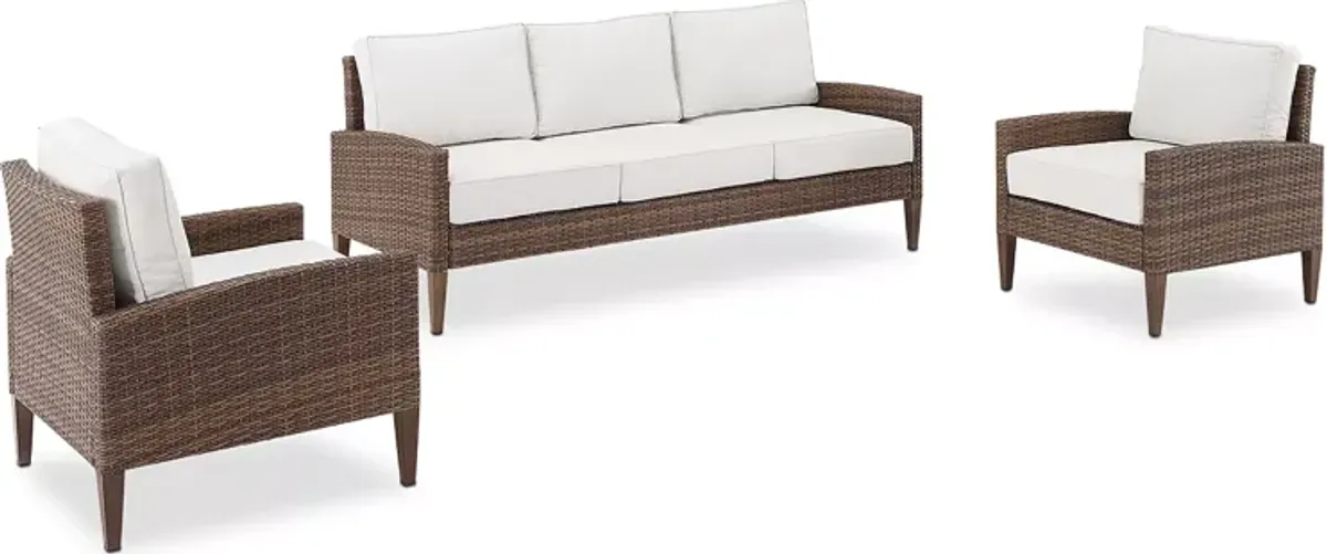 Sparrow & Wren Capella Outdoor Wicker 3 Piece Sofa Set