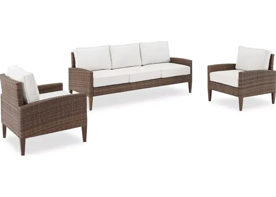 Sparrow & Wren Capella Outdoor Wicker 3 Piece Sofa Set