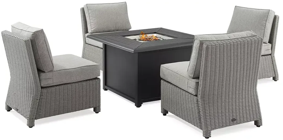 Sparrow & Wren Bradenton 5 Piece Outdoor Wicker Conversation Set with Fire Table