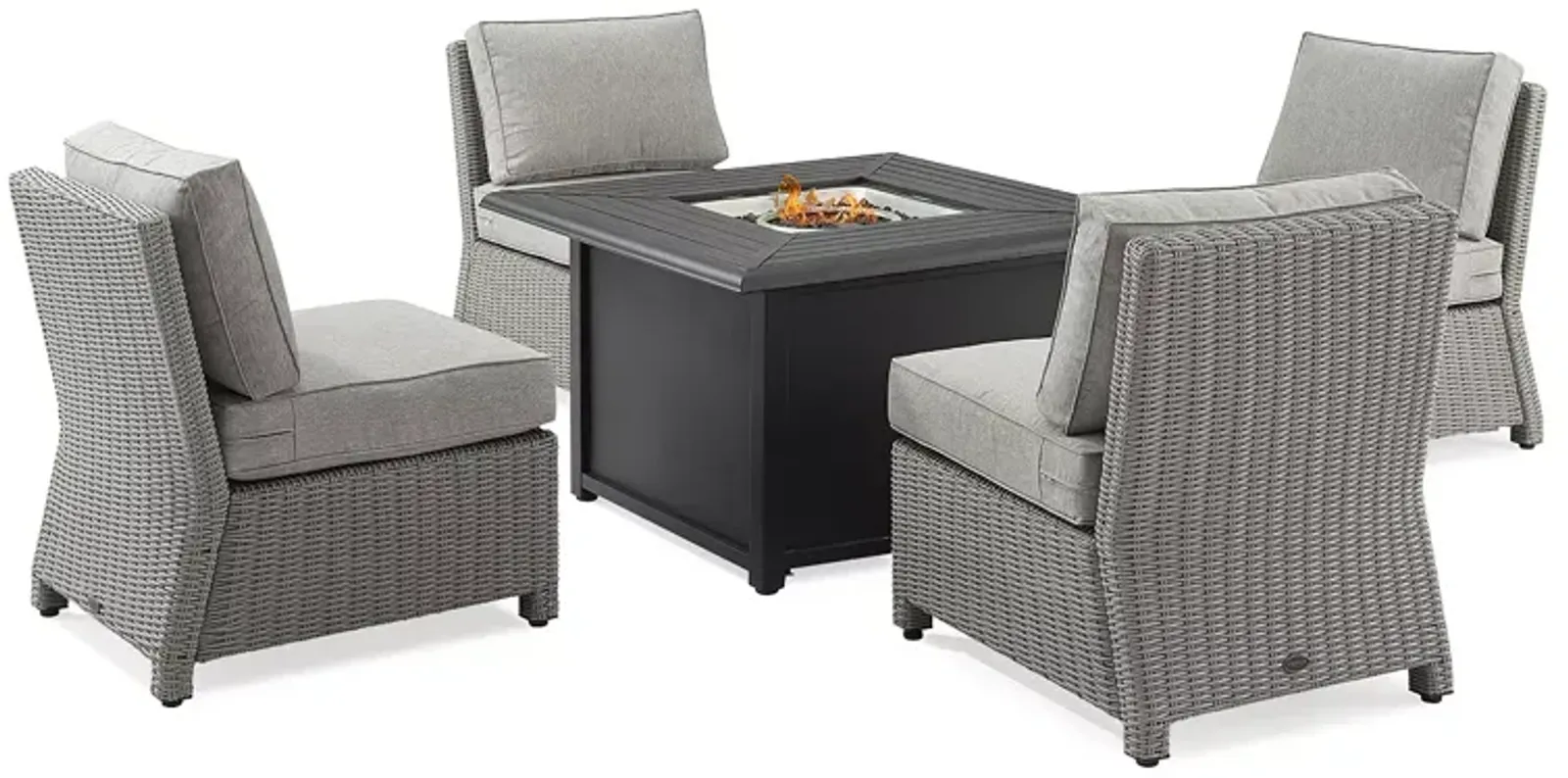 Sparrow & Wren Bradenton 5 Piece Outdoor Wicker Conversation Set with Fire Table