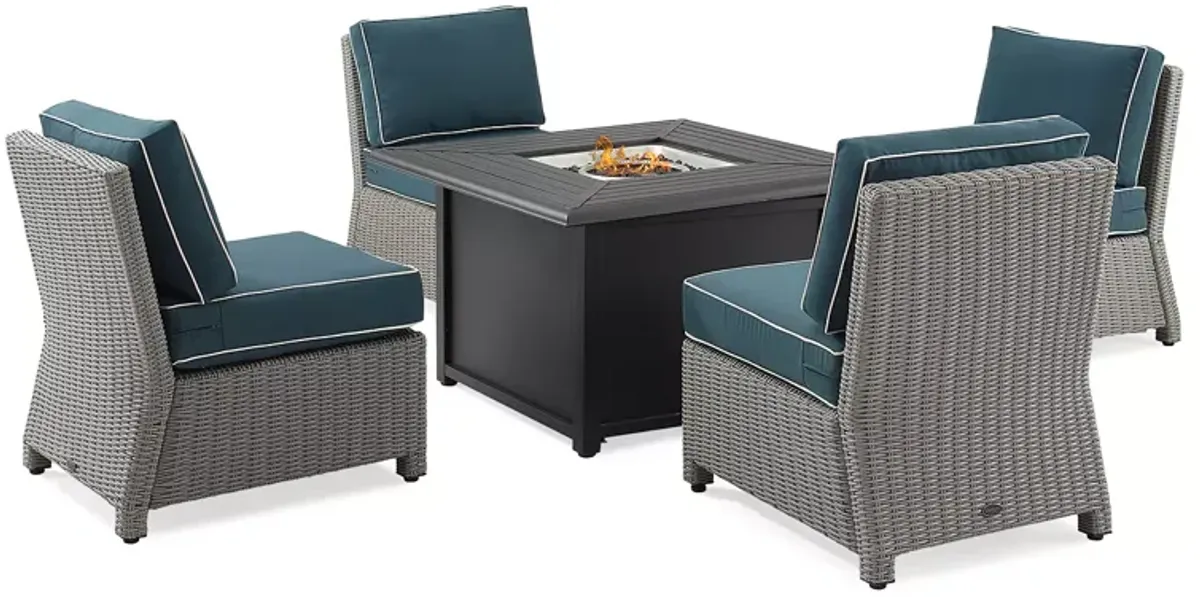 Sparrow & Wren Bradenton 5 Piece Outdoor Wicker Conversation Set with Fire Table