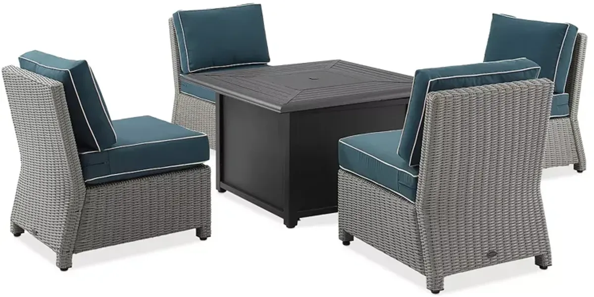 Sparrow & Wren Bradenton 5 Piece Outdoor Wicker Conversation Set with Fire Table