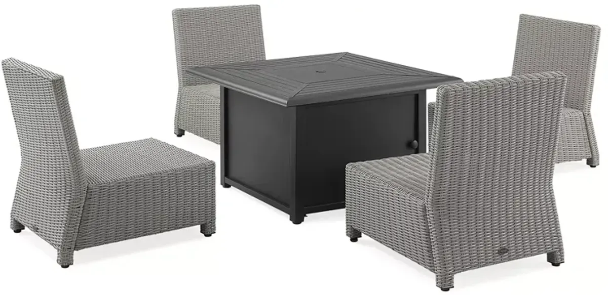 Sparrow & Wren Bradenton 5 Piece Outdoor Wicker Conversation Set with Fire Table