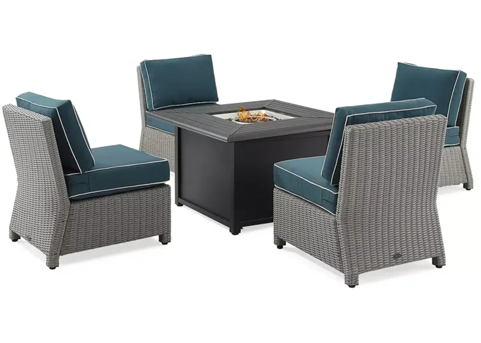 Sparrow & Wren Bradenton 5 Piece Outdoor Wicker Conversation Set with Fire Table