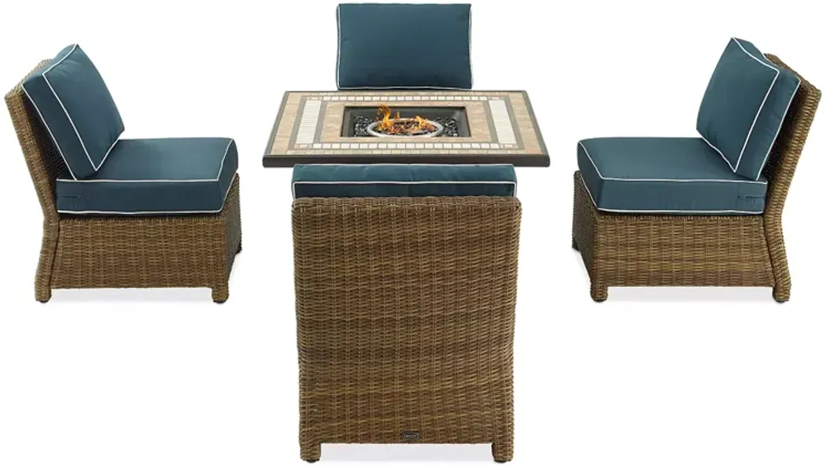 Sparrow & Wren Bradenton 5 Piece Outdoor Wicker Conversation Set with Fire Table