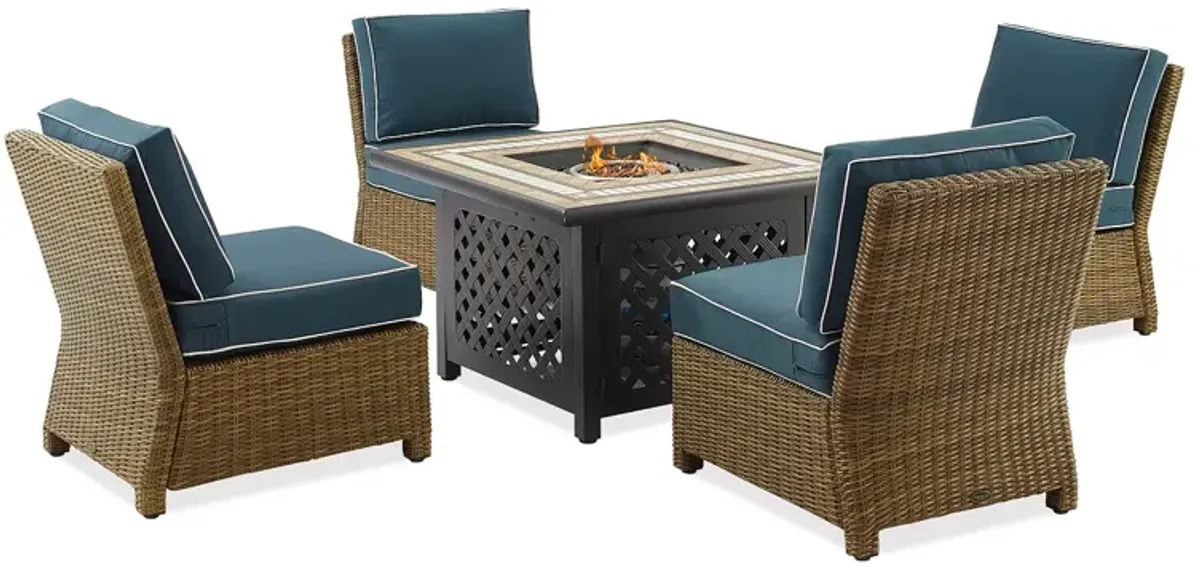 Sparrow & Wren Bradenton 5 Piece Outdoor Wicker Conversation Set with Fire Table