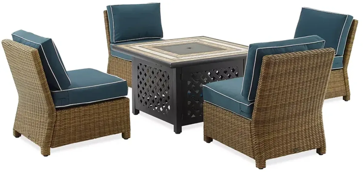 Sparrow & Wren Bradenton 5 Piece Outdoor Wicker Conversation Set with Fire Table