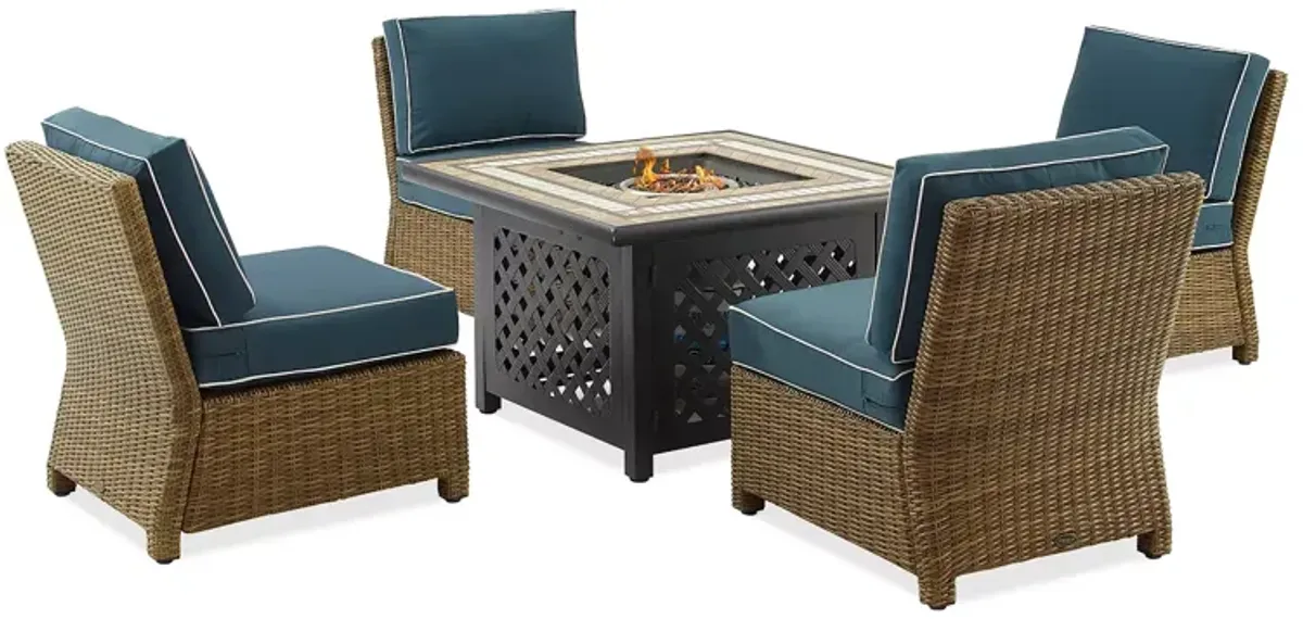 Sparrow & Wren Bradenton 5 Piece Outdoor Wicker Conversation Set with Fire Table