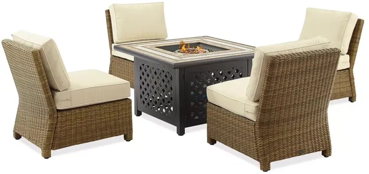 Sparrow & Wren Bradenton 5 Piece Outdoor Wicker Conversation Set with Fire Table