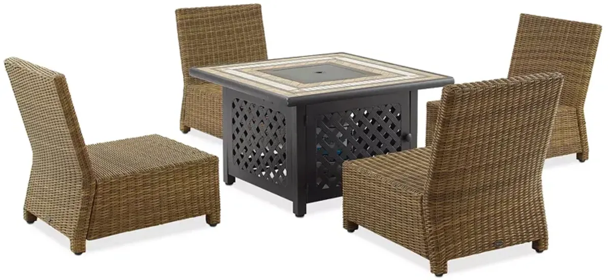 Sparrow & Wren Bradenton 5 Piece Outdoor Wicker Conversation Set with Fire Table