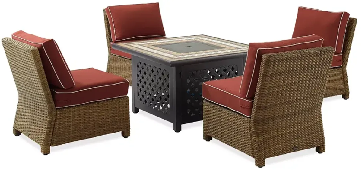 Sparrow & Wren Bradenton 5 Piece Outdoor Wicker Conversation Set with Fire Table