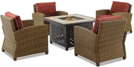 Sparrow & Wren Bradenton 5 Piece Outdoor Wicker Conversation Set with Fire Table