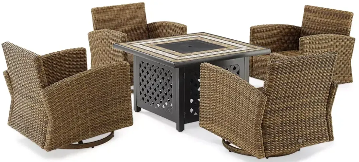 Sparrow & Wren Bradenton 5 Piece Outdoor Wicker Conversation Set with Fire Table