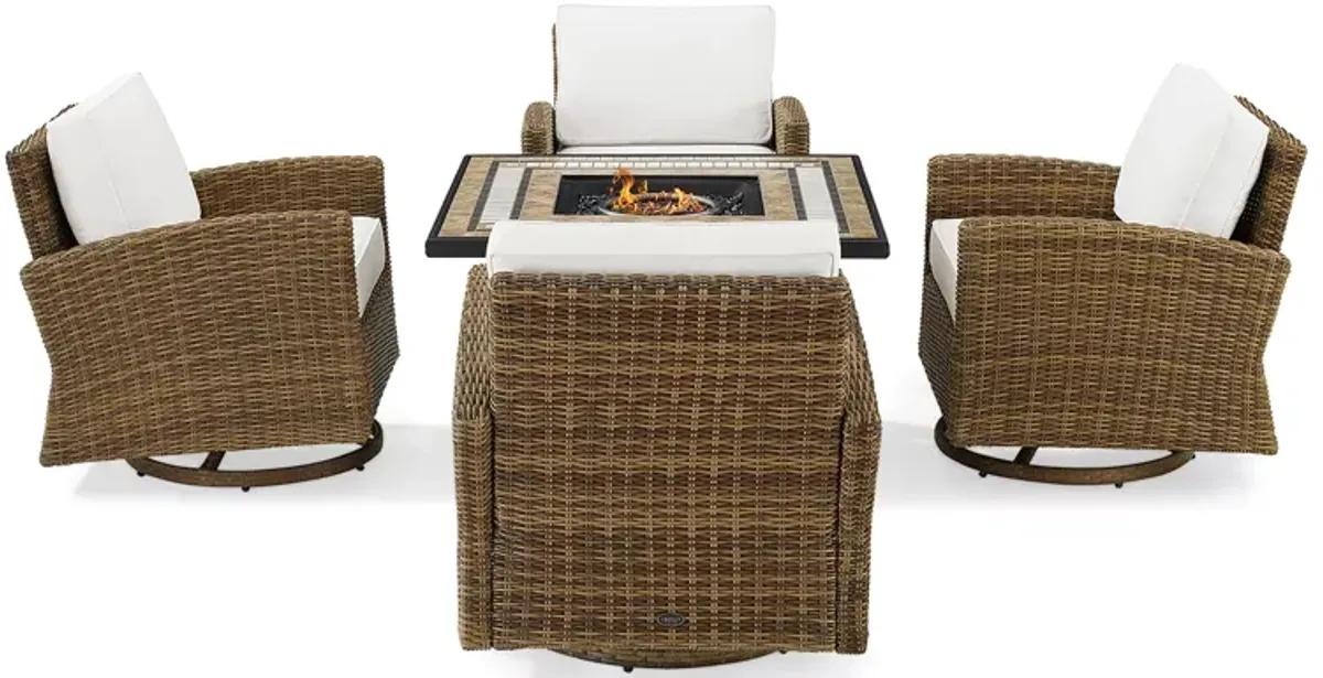 Sparrow & Wren Bradenton 5 Piece Outdoor Wicker Conversation Set with Fire Table