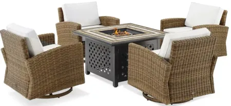 Sparrow & Wren Bradenton 5 Piece Outdoor Wicker Conversation Set with Fire Table
