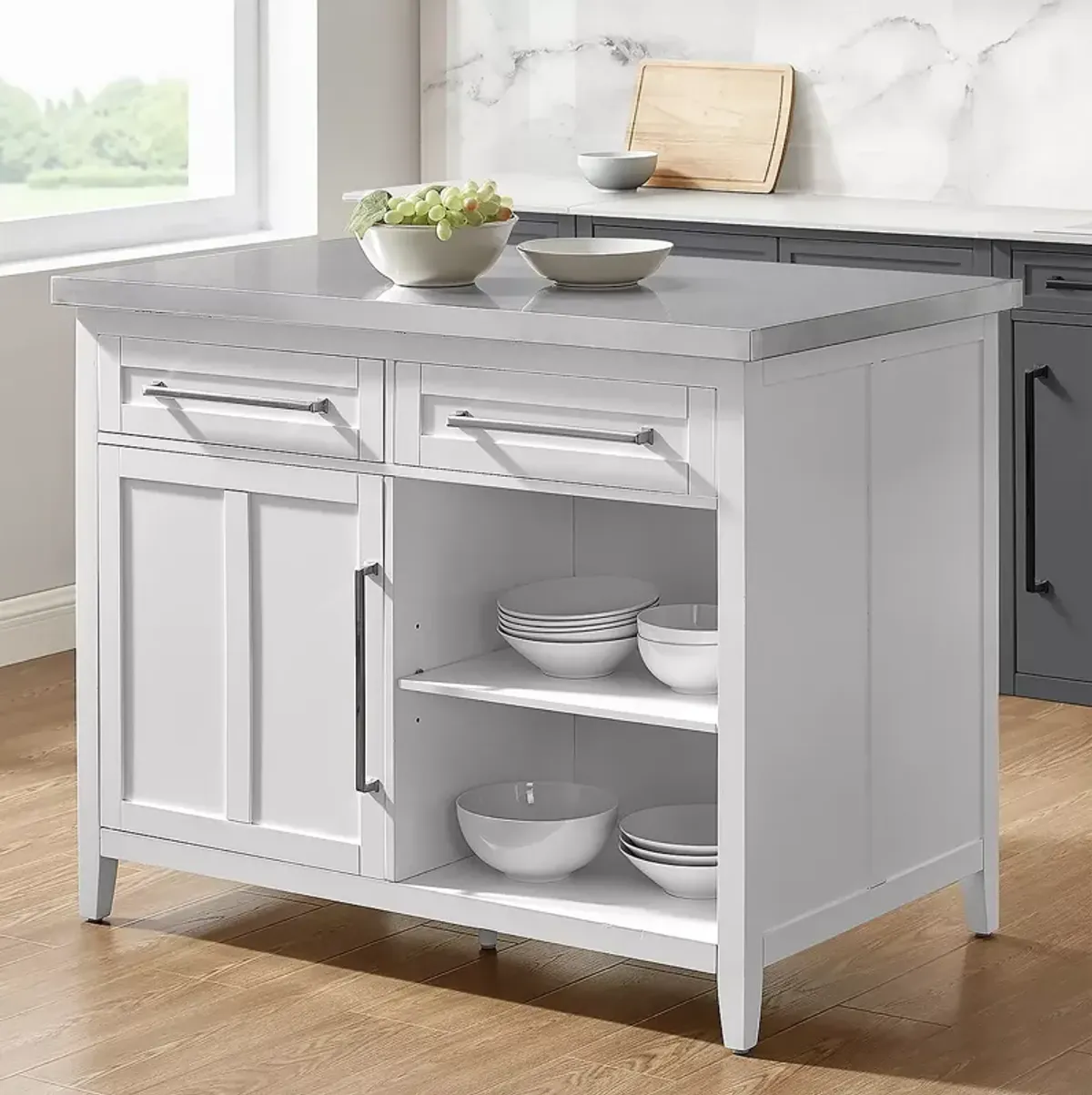 Crosley Silvia Stainless Steel Top Kitchen Island