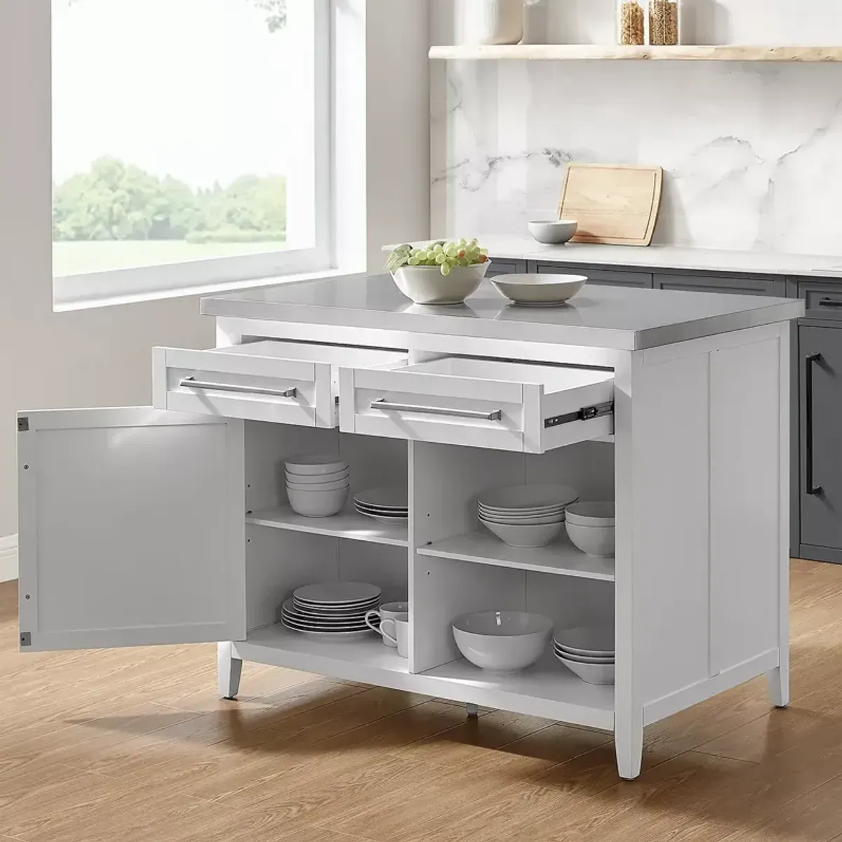 Crosley Silvia Stainless Steel Top Kitchen Island