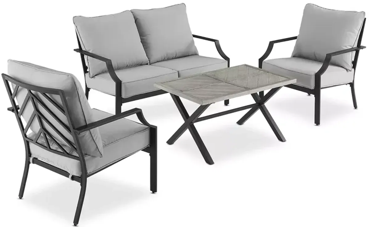 Crosley Otto 4 Piece Outdoor Loveseat Patio Furniture Set