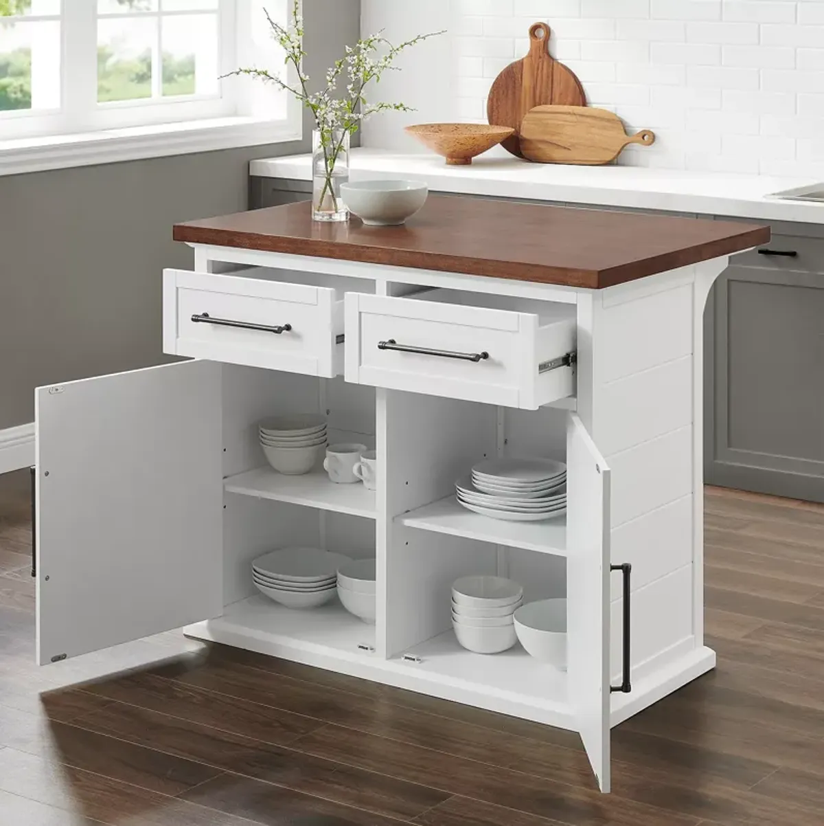 Crosley Bartlett Wood Top Kitchen Island