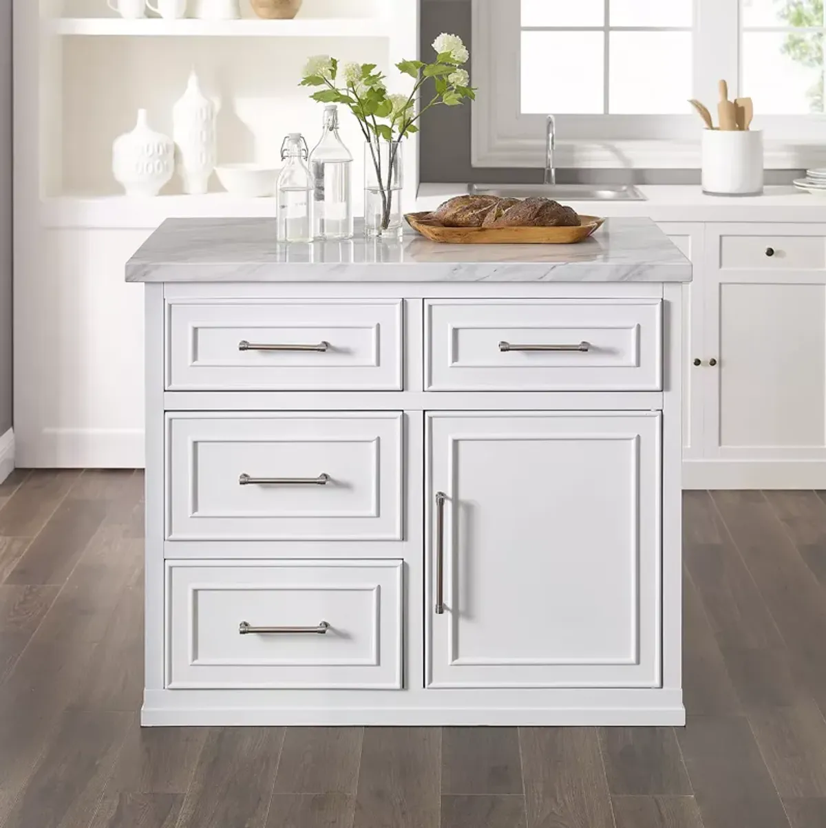 Crosley Cutler Faux Marble Top Kitchen Island