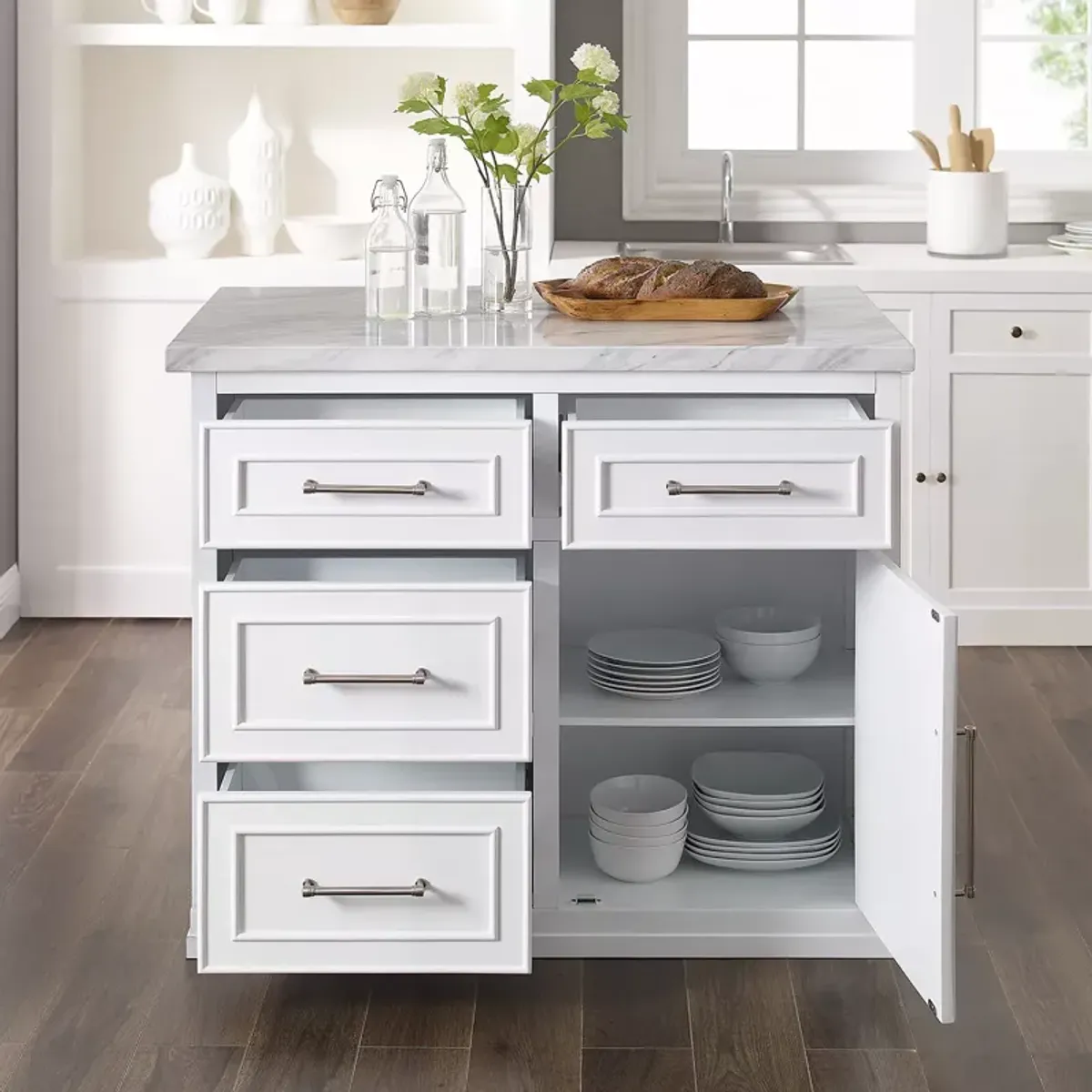 Crosley Cutler Faux Marble Top Kitchen Island