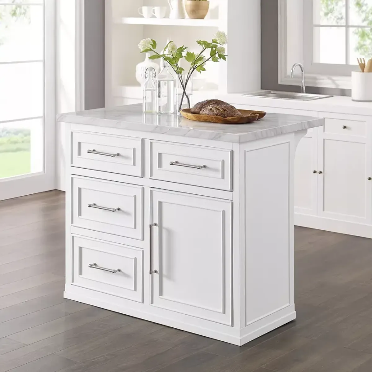 Crosley Cutler Faux Marble Top Kitchen Island