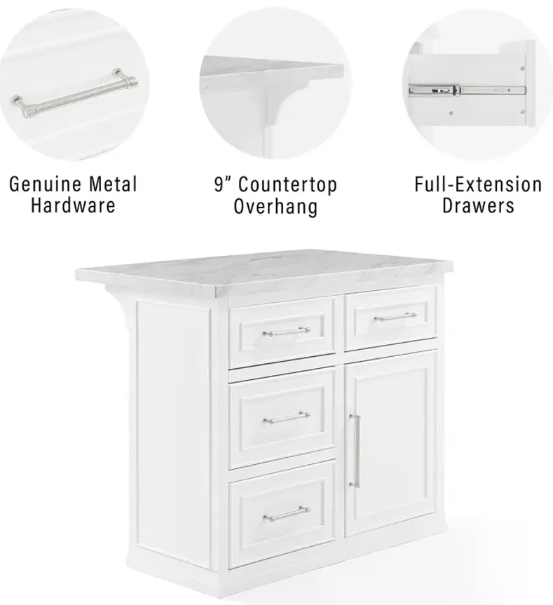 Crosley Cutler Faux Marble Top Kitchen Island