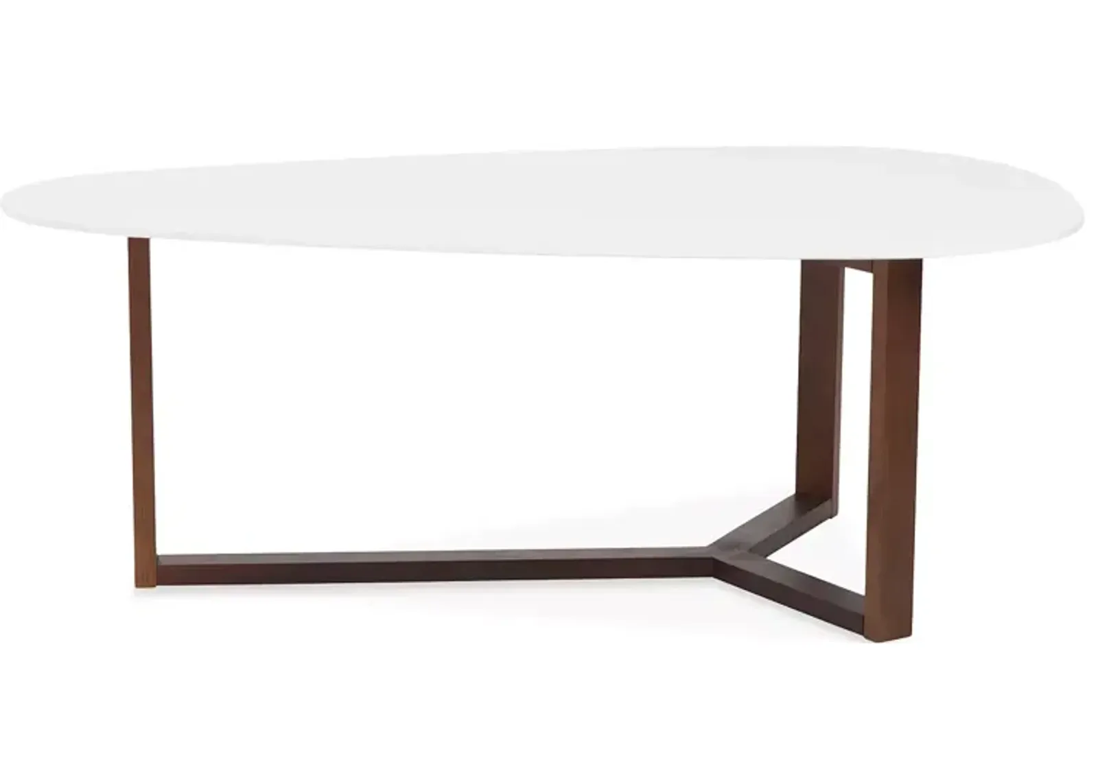 Euro Style Morty Coffee Table in Matte White with Dark Walnut Base