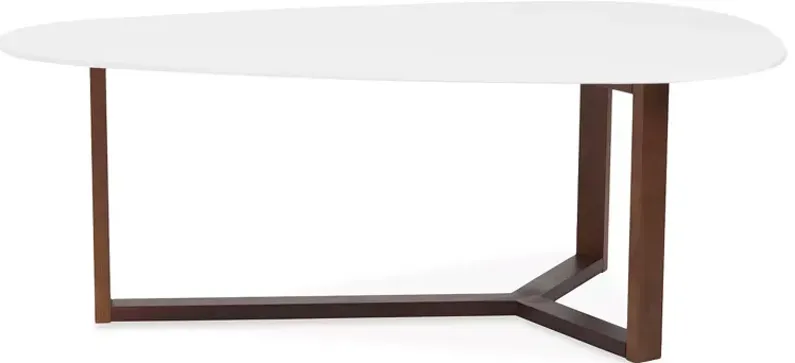 Euro Style Morty Coffee Table in Matte White with Dark Walnut Base