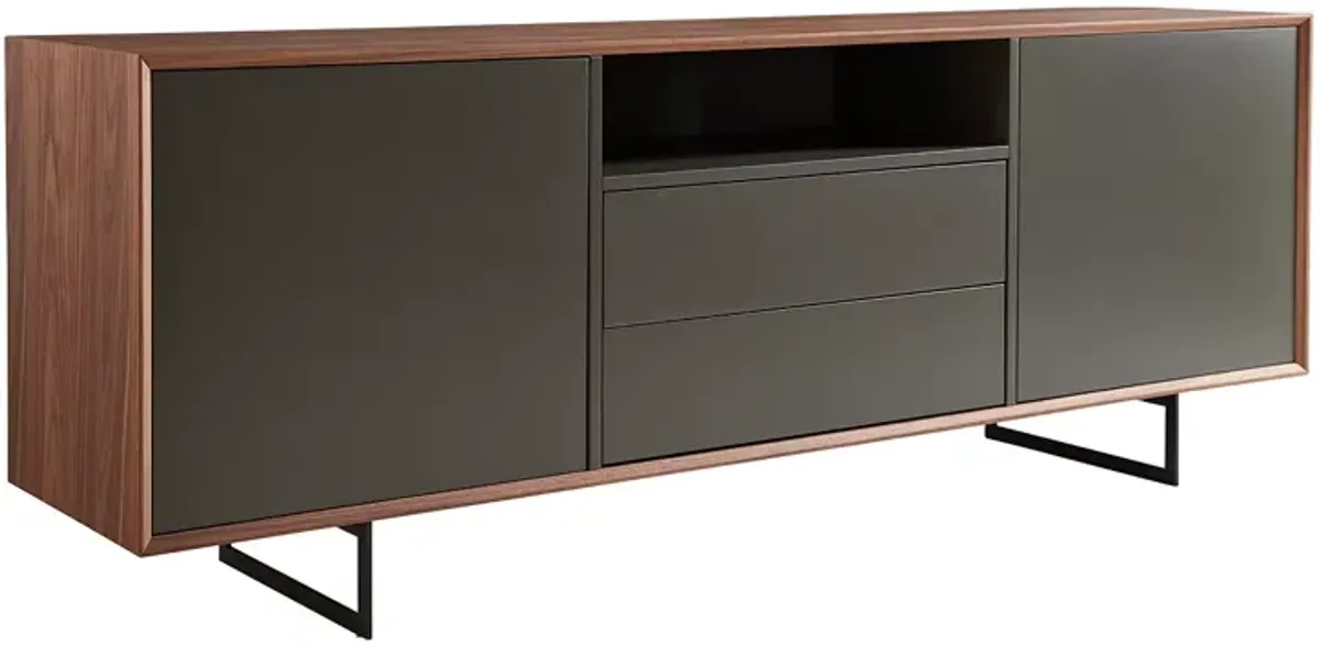 Euro Style Anderson 79" Sideboard in Walnut and Dark Gray