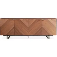Euro Style Alvarado 79" Sideboard in American Walnut with Brushed Stainless Steel Base