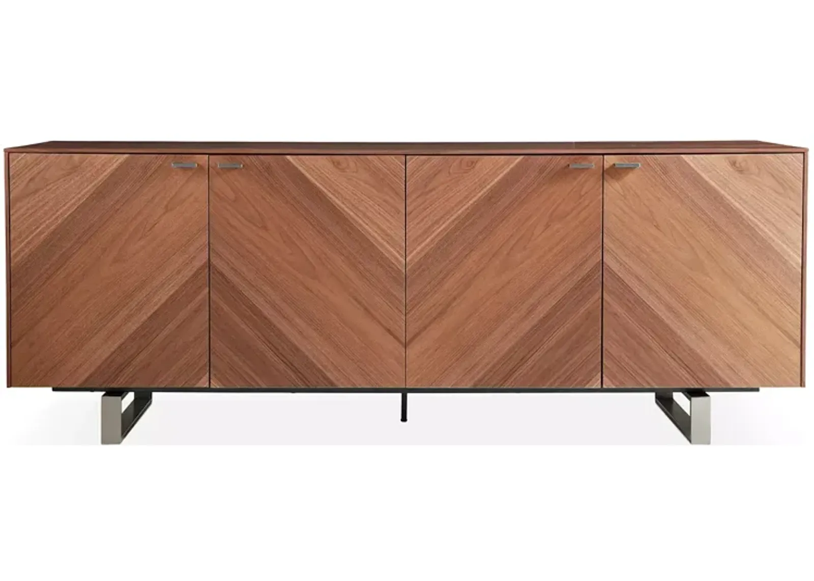 Euro Style Alvarado 79" Sideboard in American Walnut with Brushed Stainless Steel Base