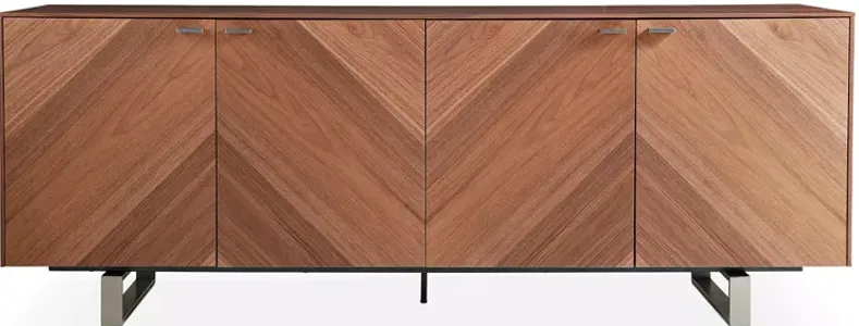 Euro Style Alvarado 79" Sideboard in American Walnut with Brushed Stainless Steel Base