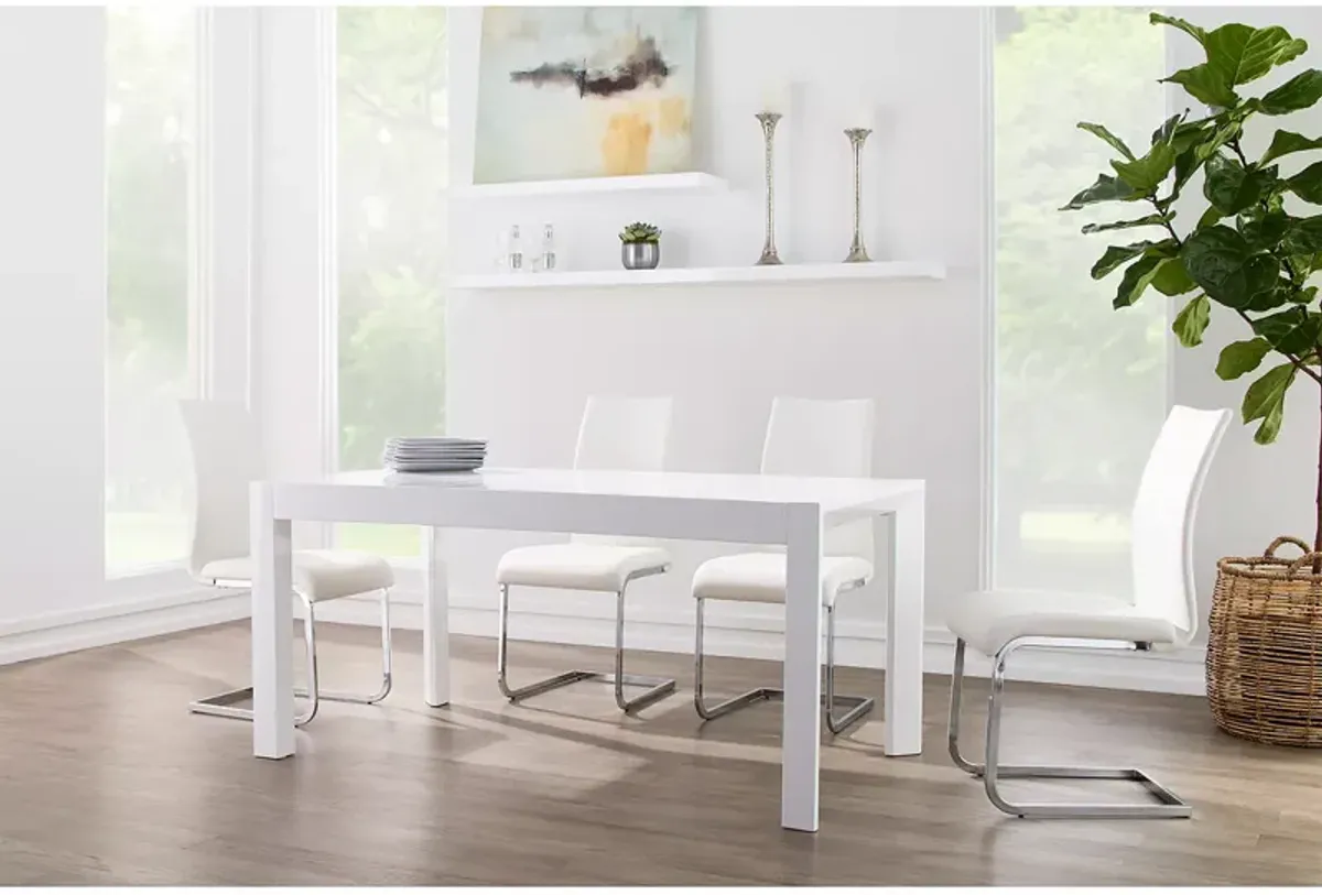 Euro Style Adara 63" Rectangle Table in White Lacquer