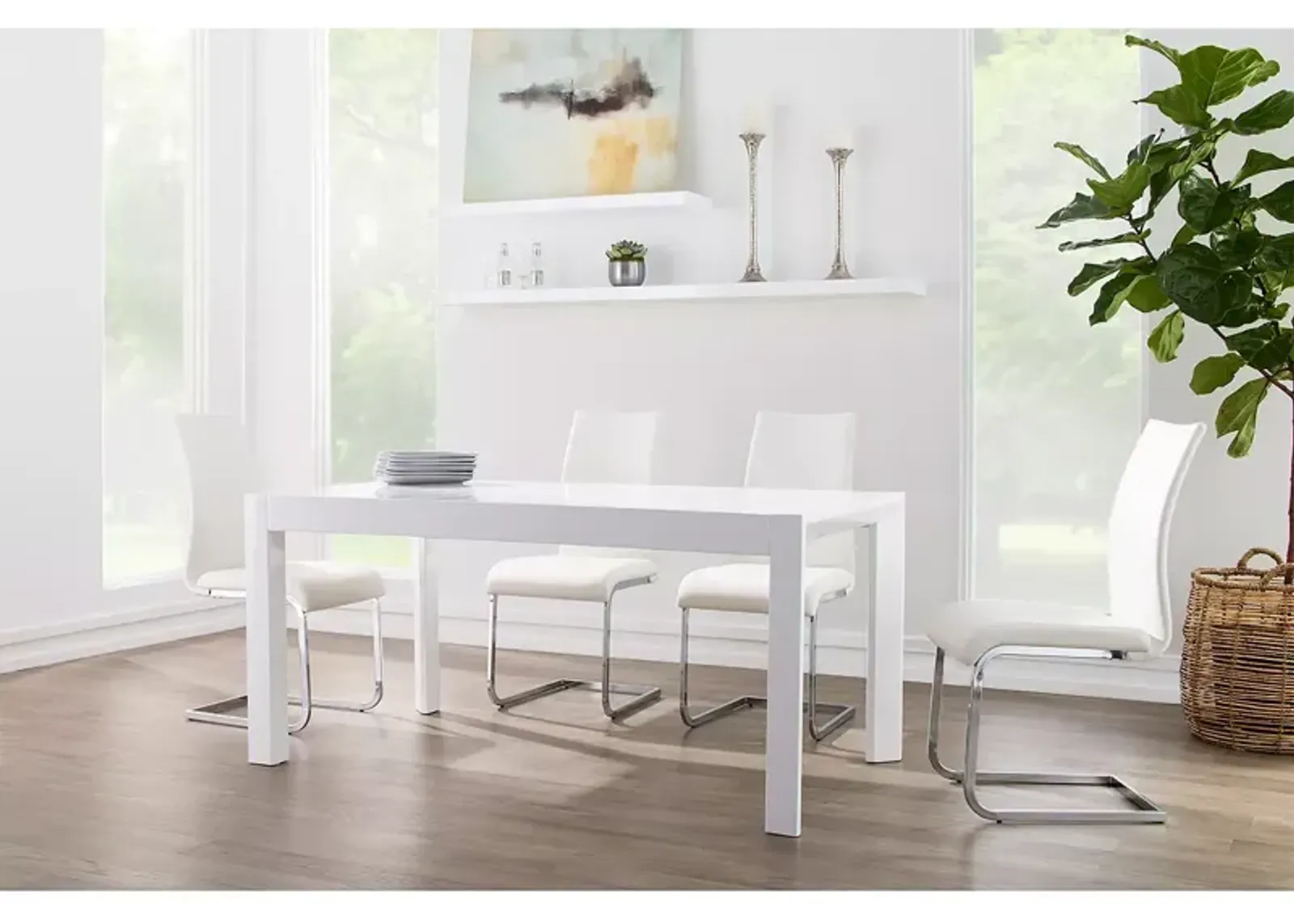 Euro Style Adara 63" Rectangle Table in White Lacquer