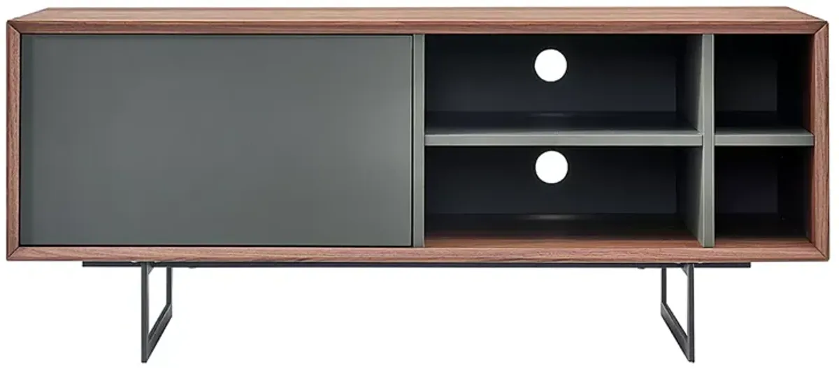 Euro Style Anderson 48" Media Stand in Walnut and Dark Gray with Black Steel Base