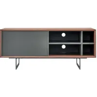 Euro Style Anderson 48" Media Stand in Walnut and Dark Gray with Black Steel Base