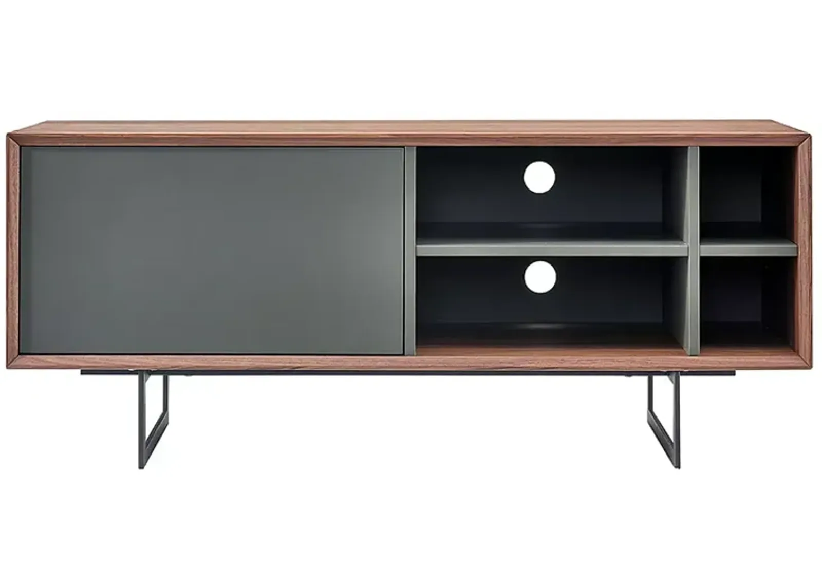 Euro Style Anderson 48" Media Stand in Walnut and Dark Gray with Black Steel Base