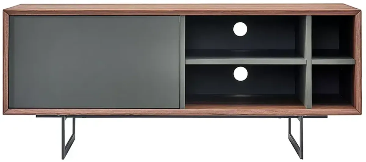 Euro Style Anderson 48" Media Stand in Walnut and Dark Gray with Black Steel Base