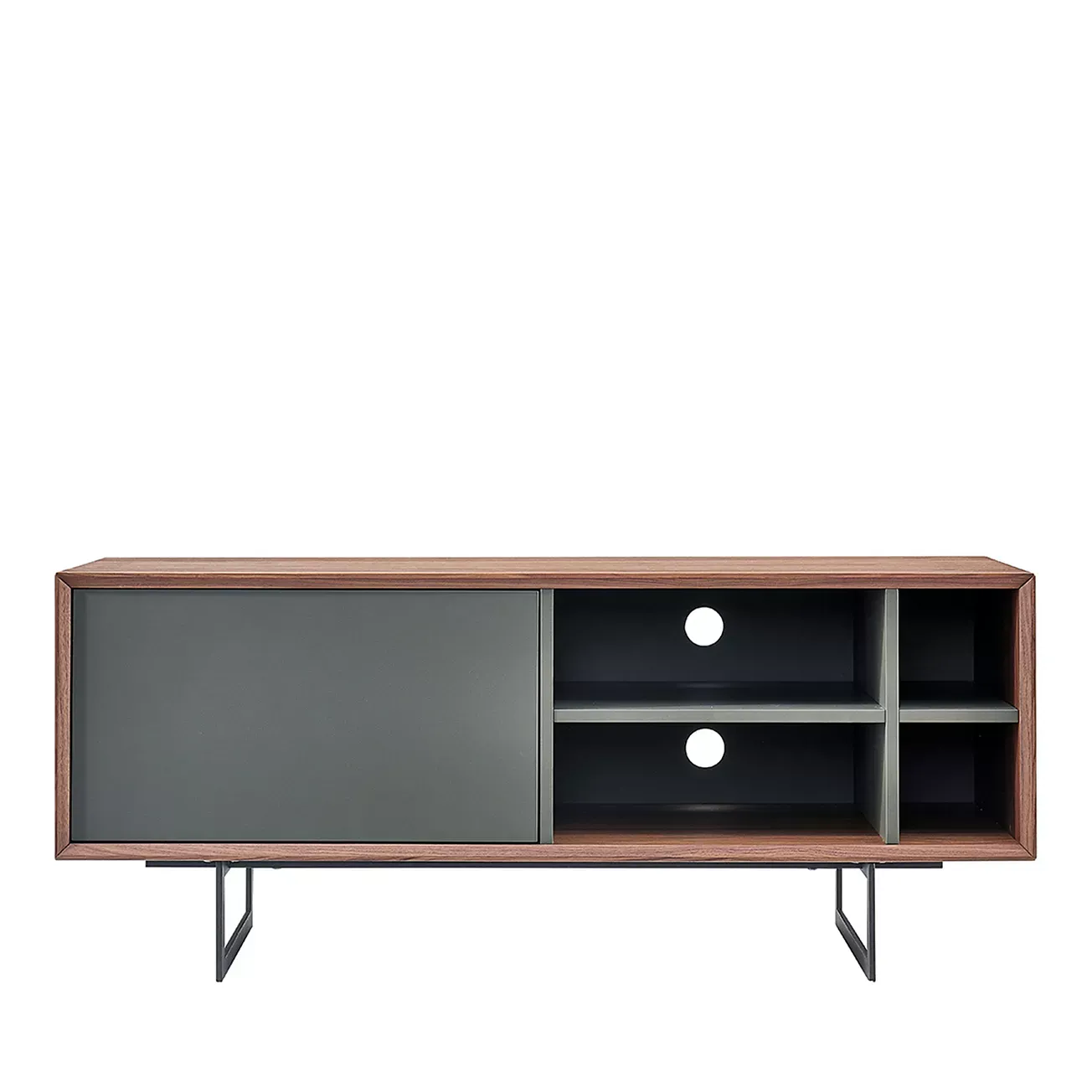 Euro Style Anderson 48" Media Stand in Walnut and Dark Gray with Black Steel Base