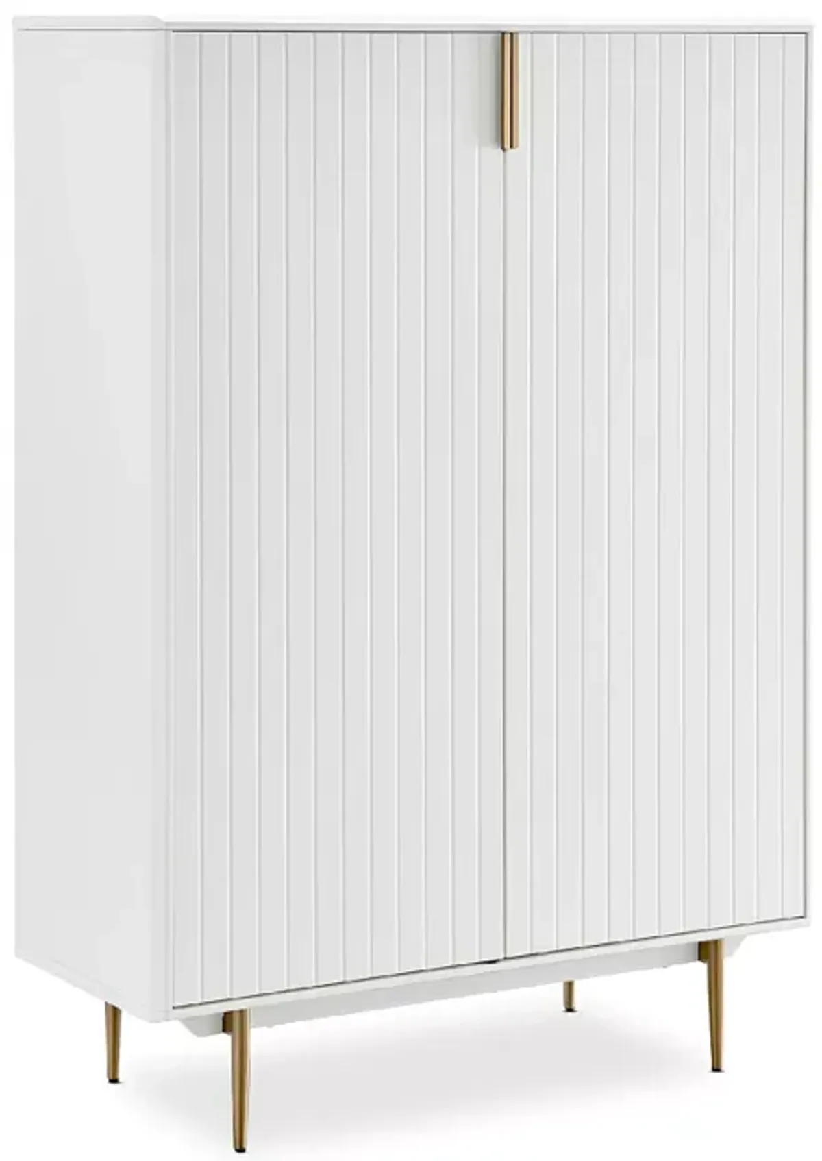 Euro Style Norna Cabinet in Matte White with Brass Legs