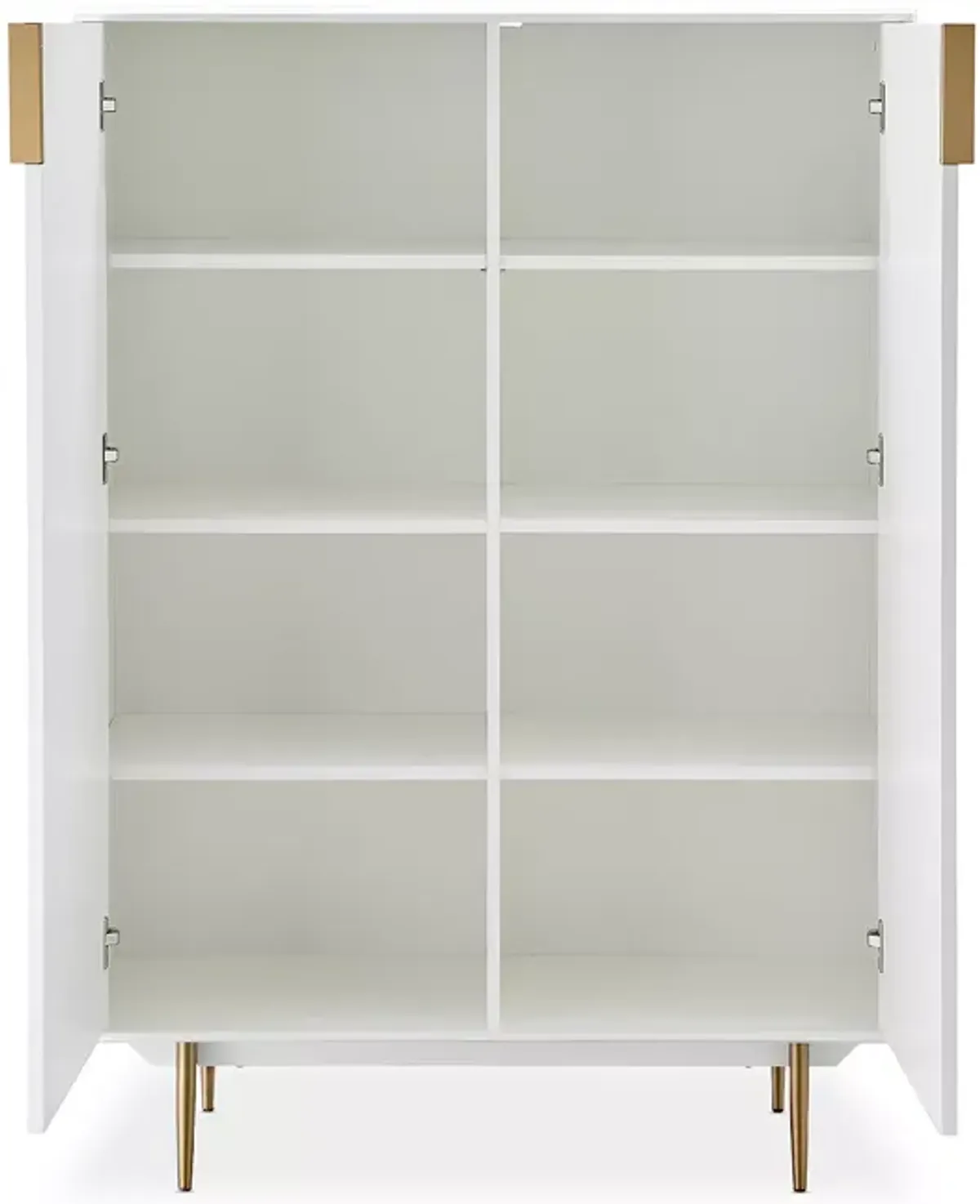 Euro Style Norna Cabinet in Matte White with Brass Legs