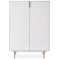 Euro Style Norna Cabinet in Matte White with Brass Legs