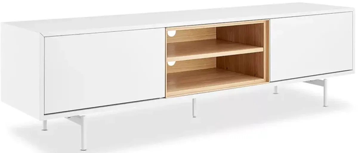 Euro Style Bodie 71" Media Stand in White and Oak