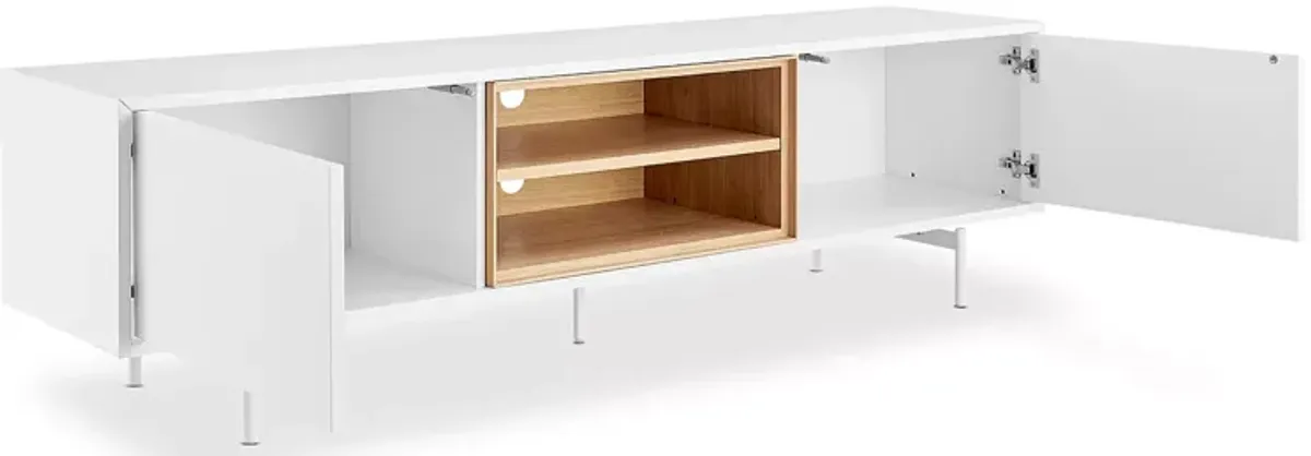 Euro Style Bodie 71" Media Stand in White and Oak